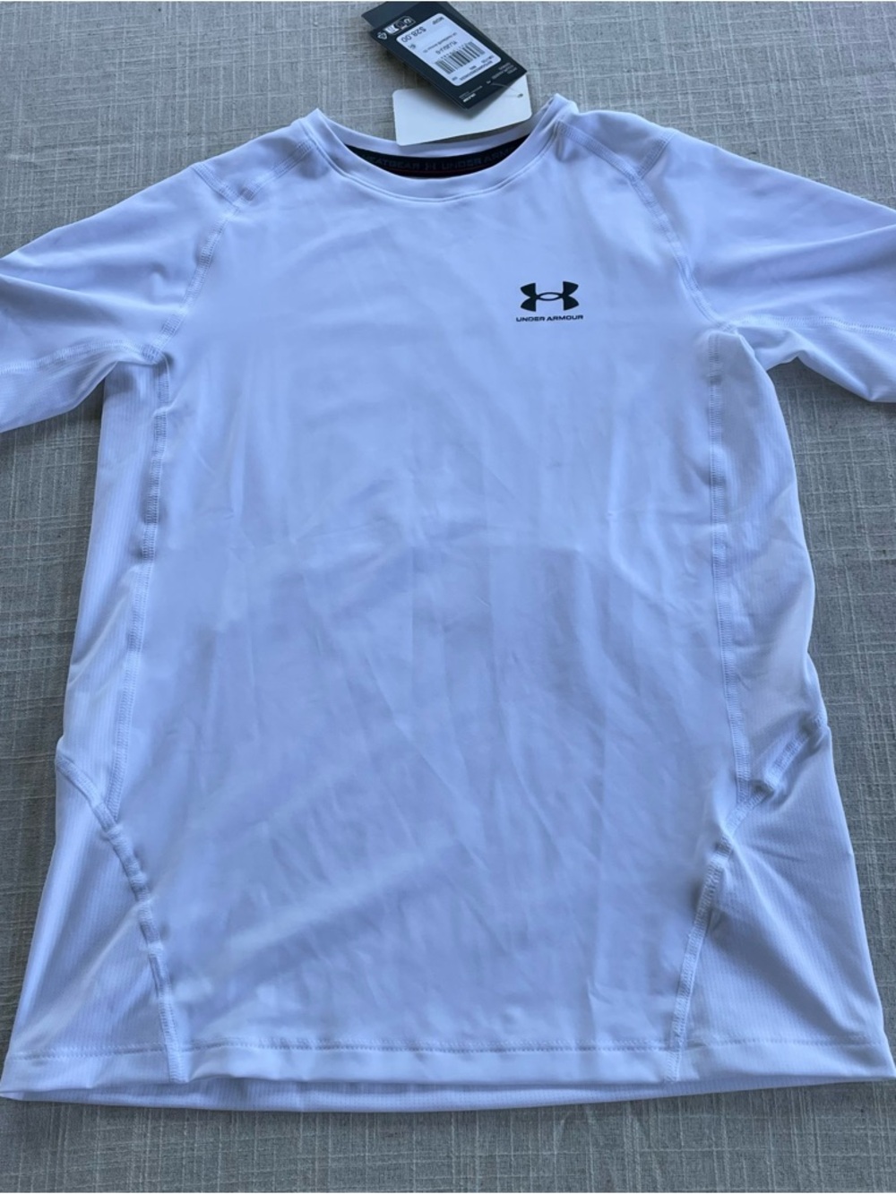 NWT Under Armour Heat Gear White Shirt Youth Boys Fitted Large
